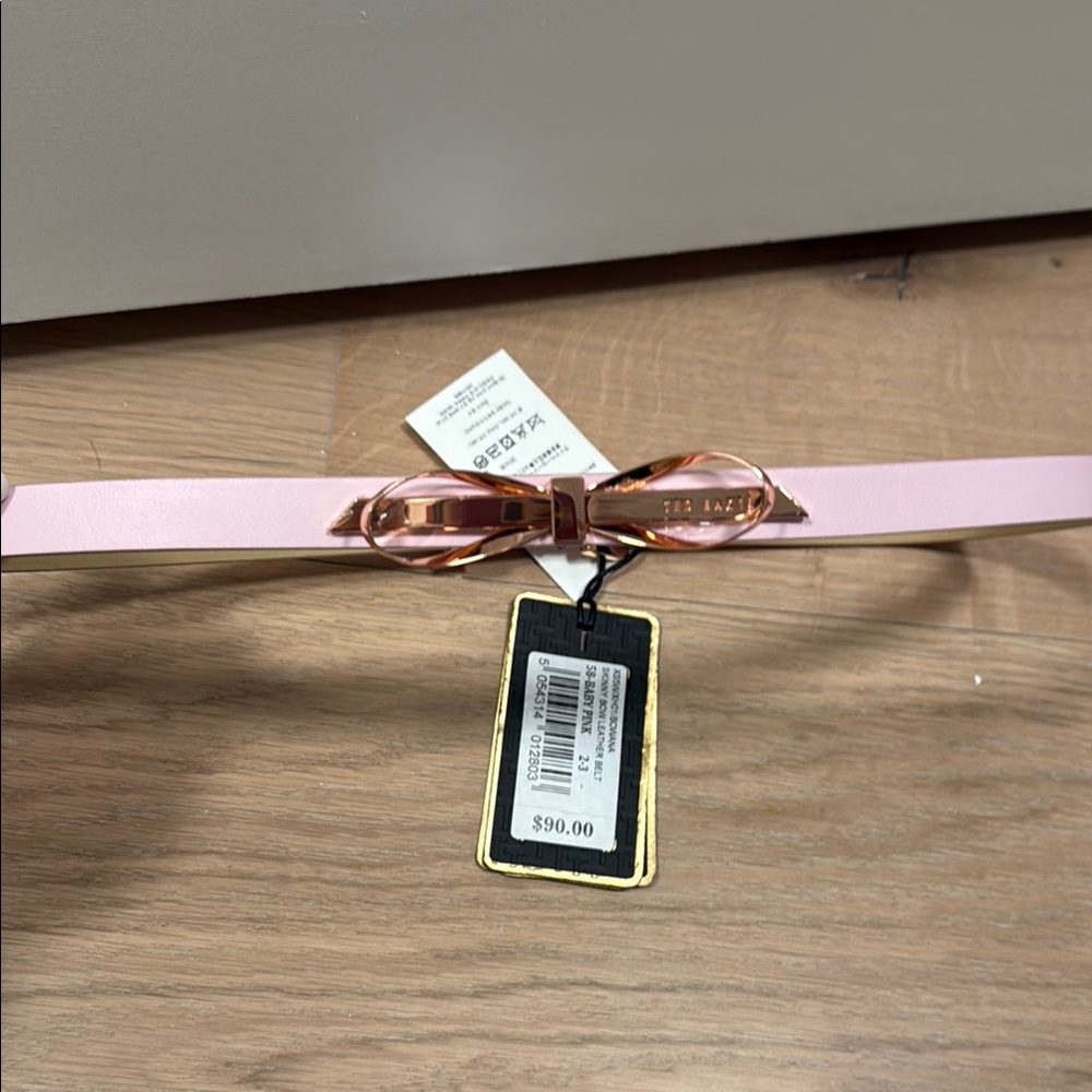 Pale Pink Leather Bow Belt